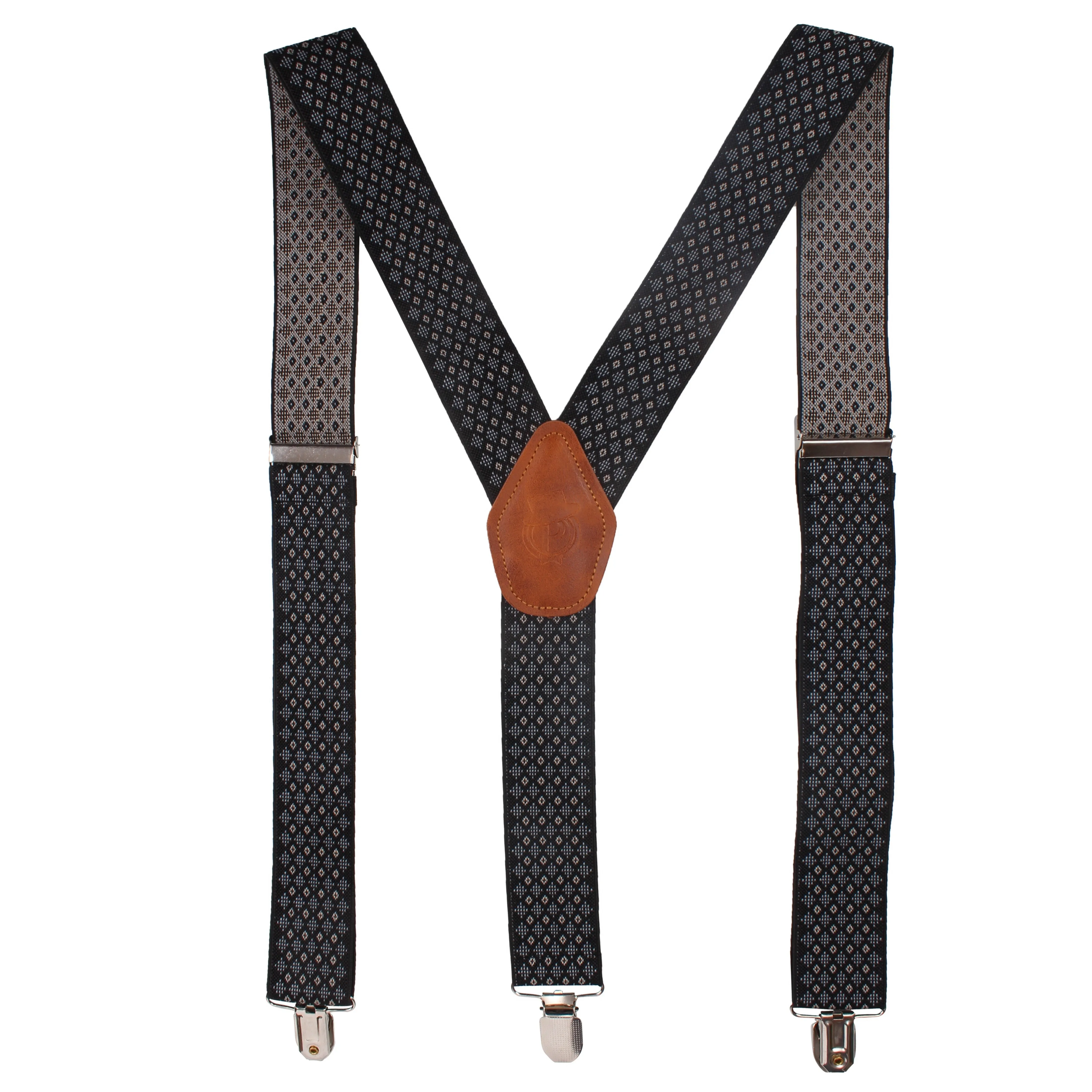 Peluche Designer Cut Black Suspender for Men