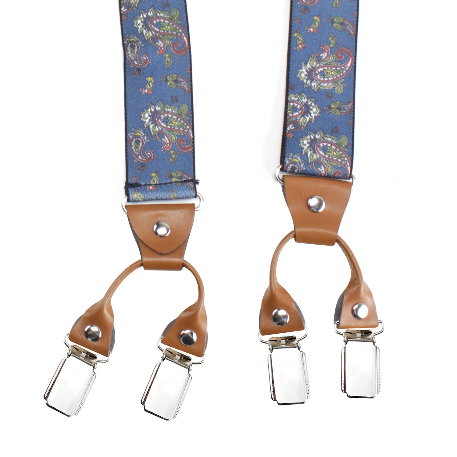 Peluche Fancy Charm Blue "X Back" 8 Clips Suspender (Strap Width- 3.5cm)