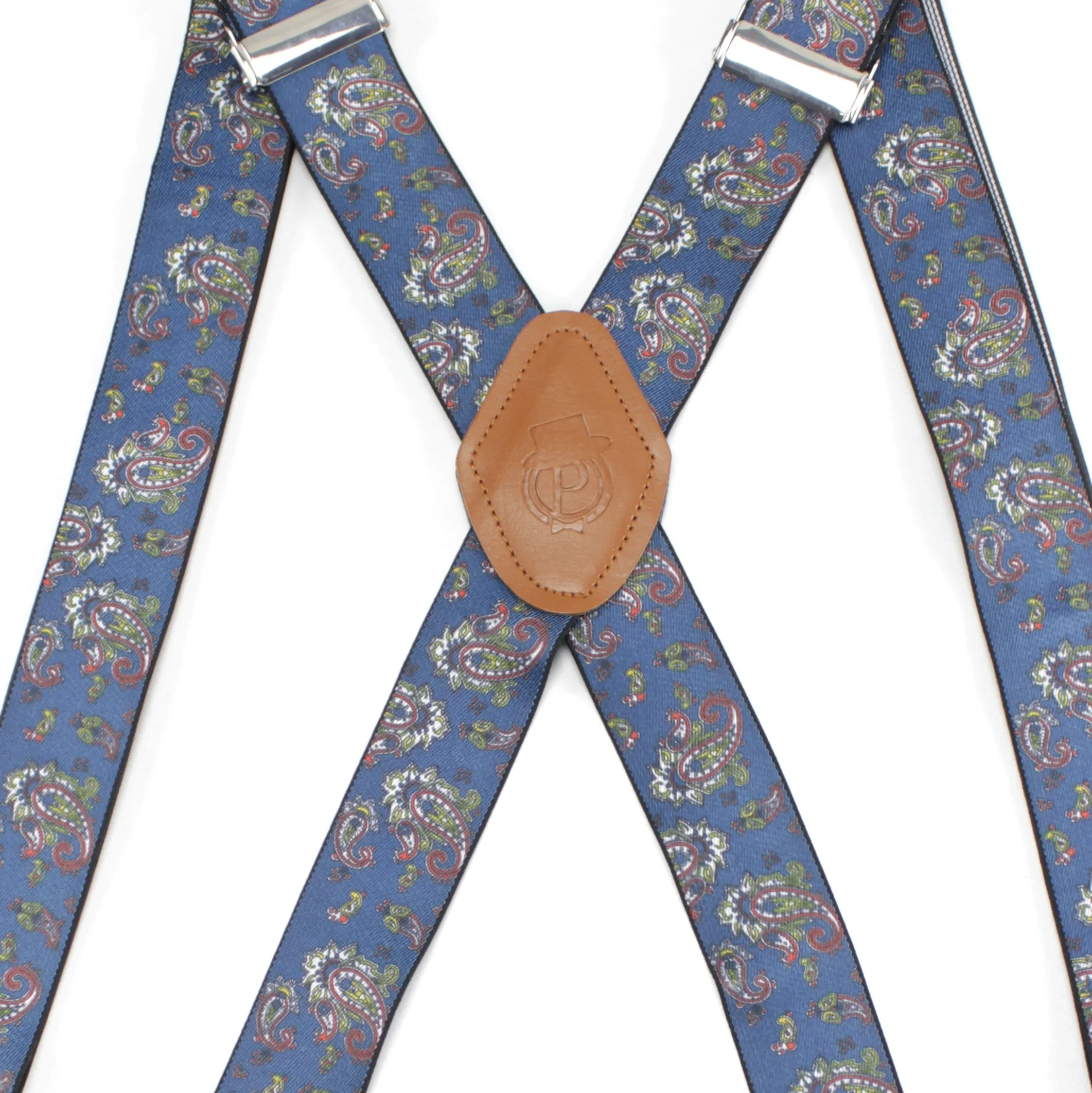 Peluche Fancy Charm Blue "X Back" 8 Clips Suspender (Strap Width- 3.5cm)