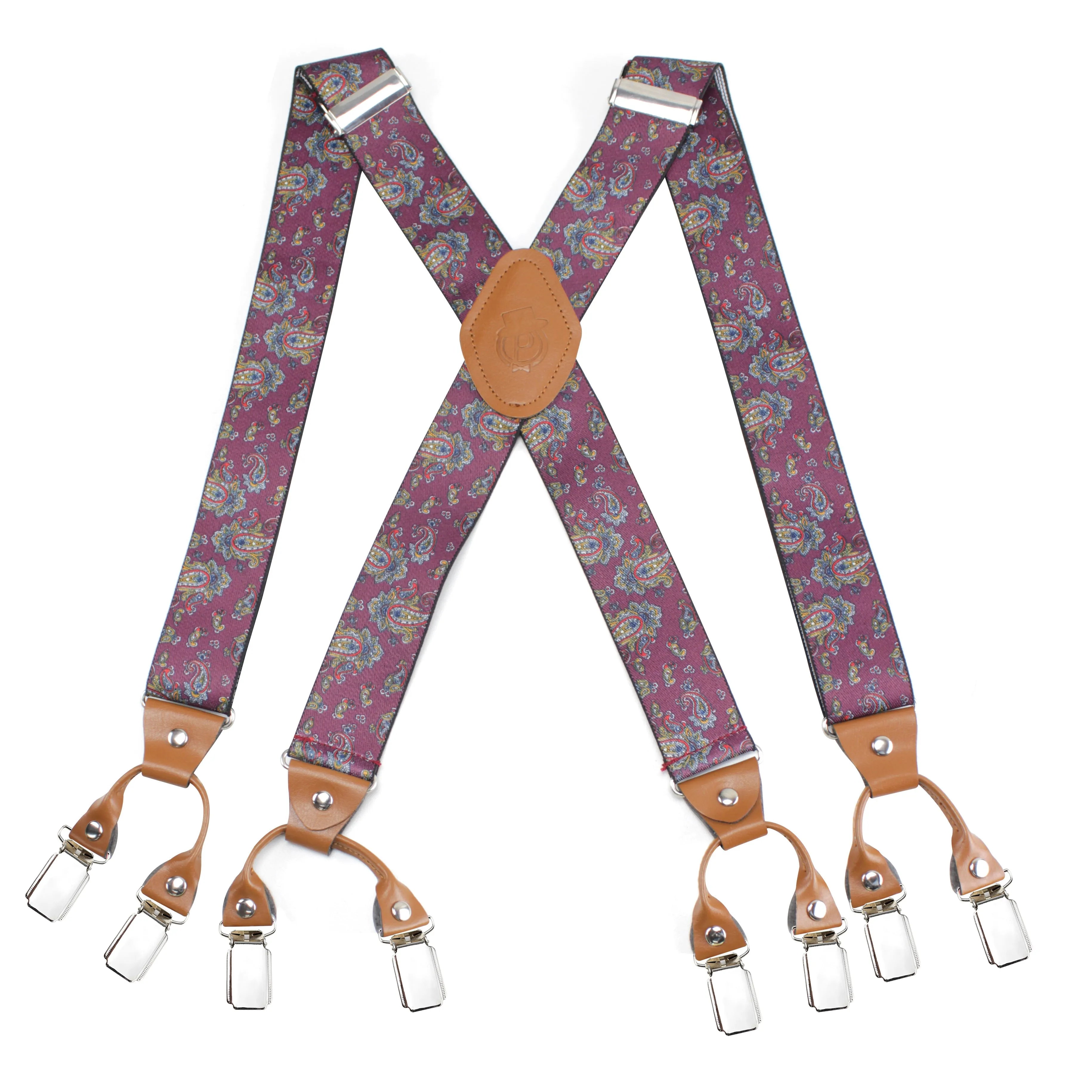 Peluche Fancy Charm Magenta "X Back" 8 Clips Suspender (Strap Width- 3.5cm)