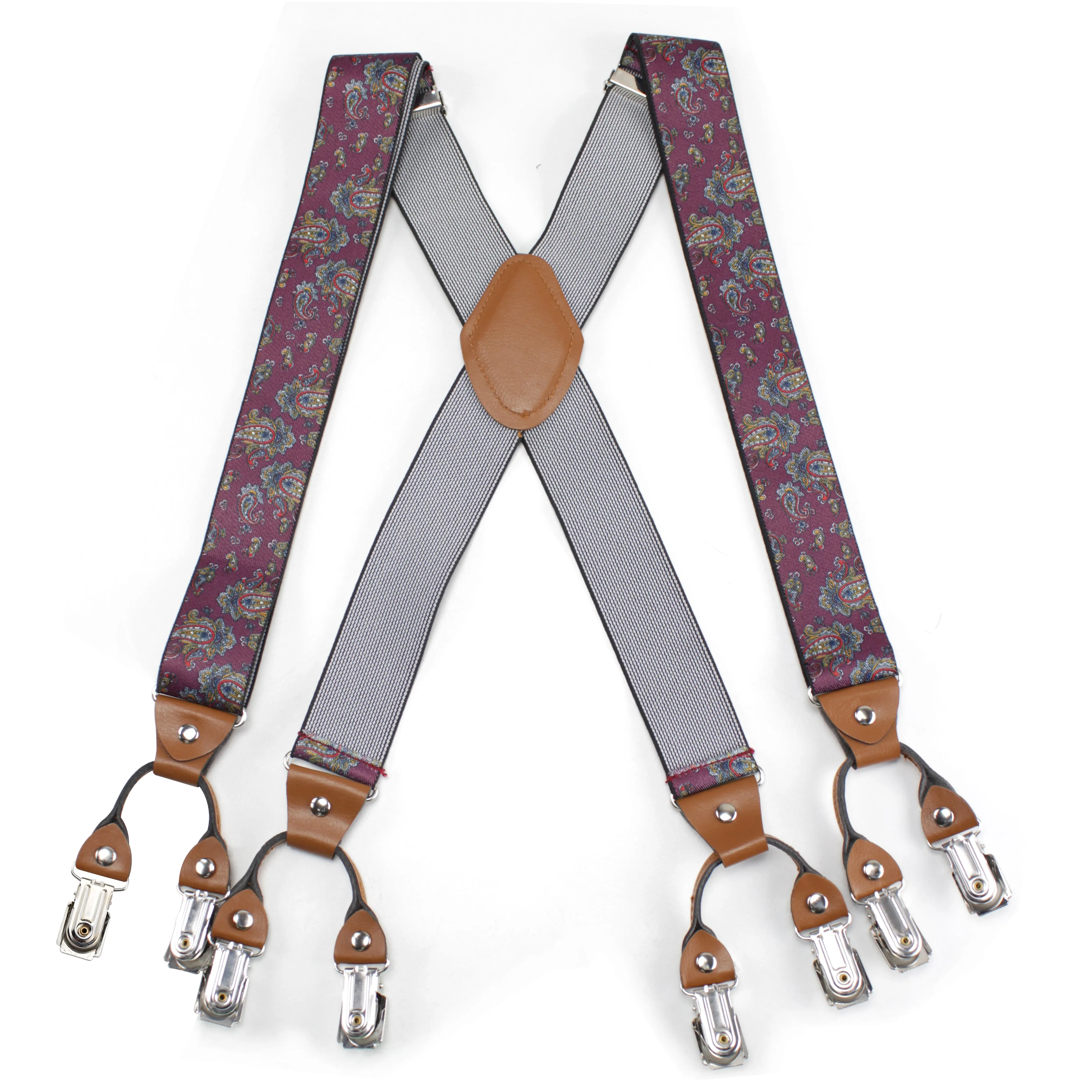 Peluche Fancy Charm Magenta "X Back" 8 Clips Suspender (Strap Width- 3.5cm)