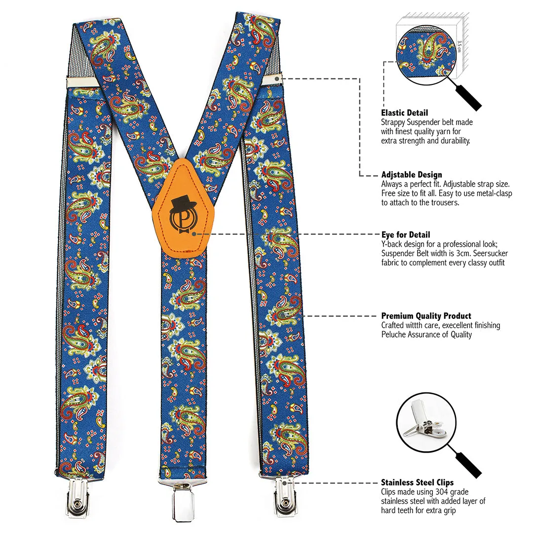 Peluche Floral Cut Blue Suspender for Men