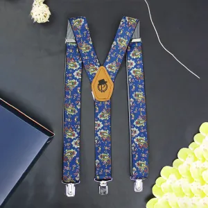 Peluche Floral Cut Blue Suspender for Men