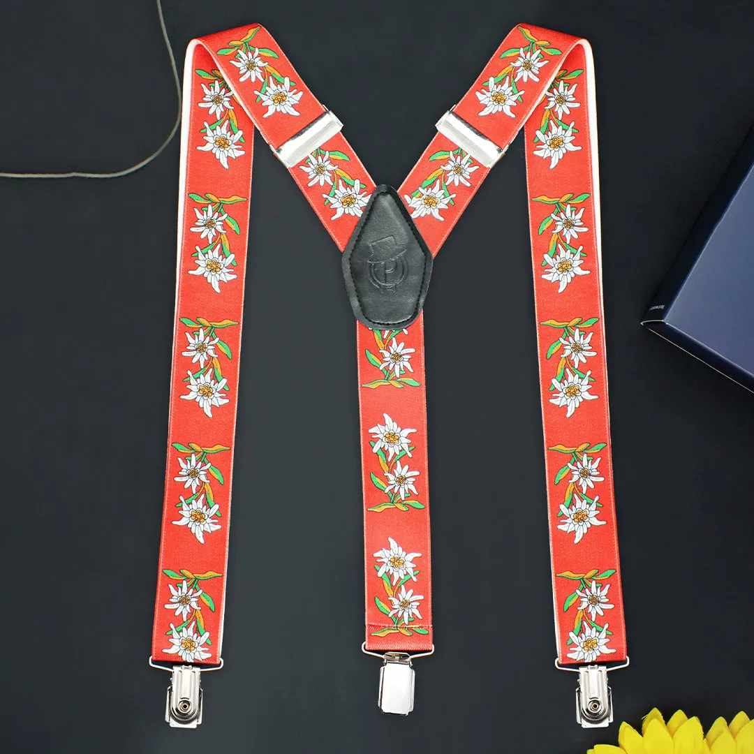 Peluche Floral Fun Red Suspender for Men