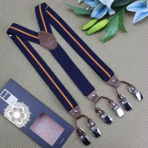 Peluche Majestic Clasp Blue "Y Back" 6 Clips Suspender (Strap Width- 3.5cm)