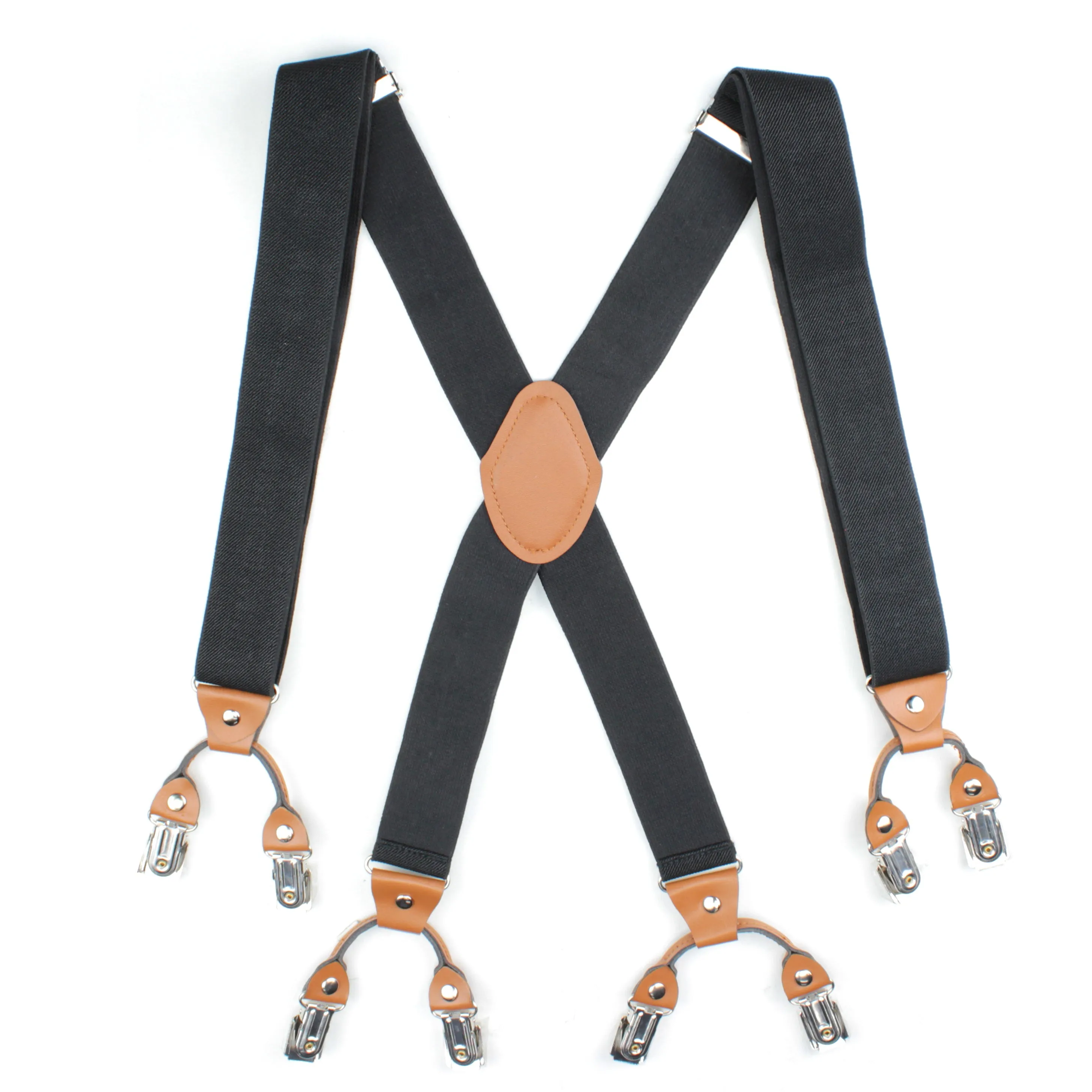 Peluche Novelist Charmer Black & Tan Brown 8 Clips Suspender