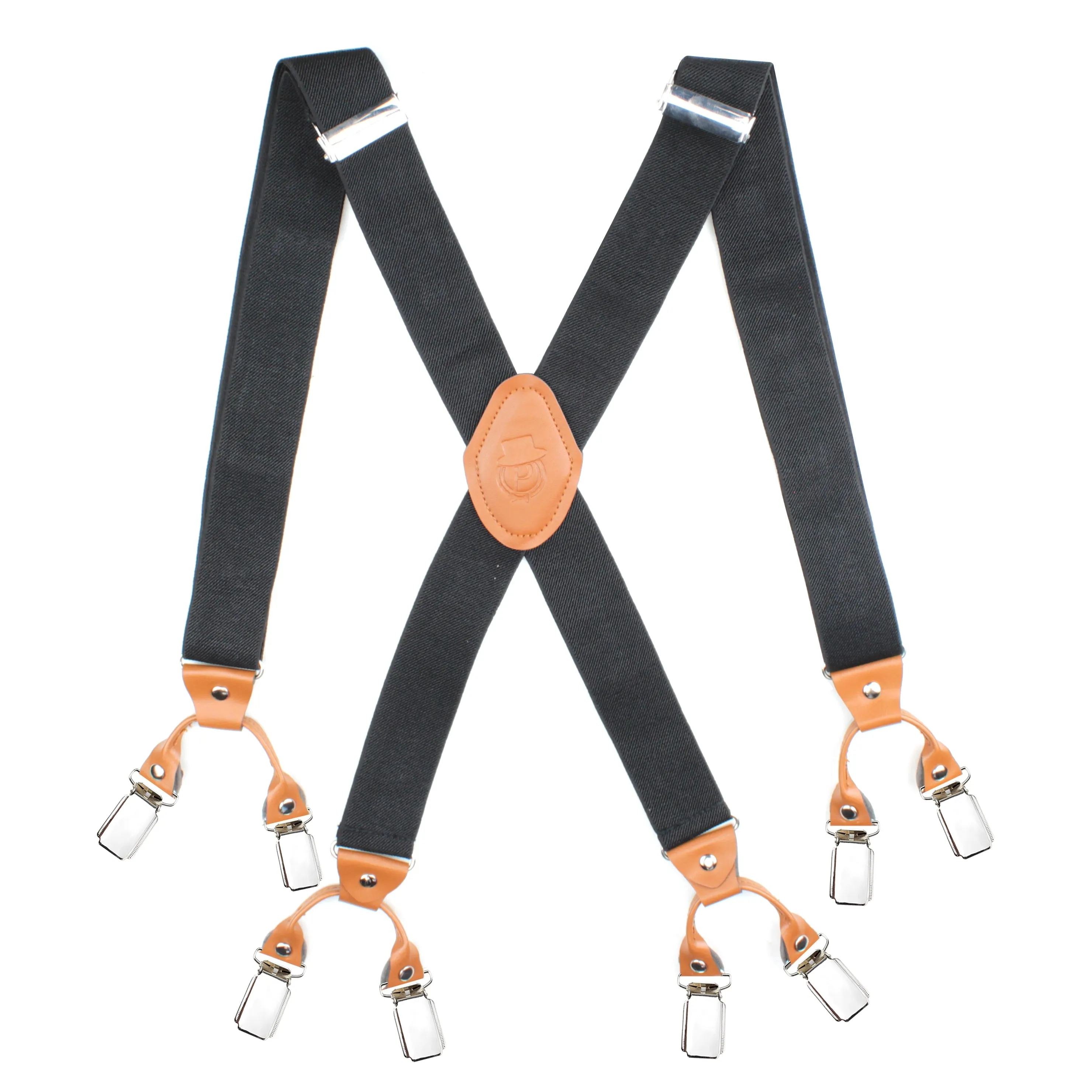 Peluche Novelist Charmer Black & Tan Brown 8 Clips Suspender