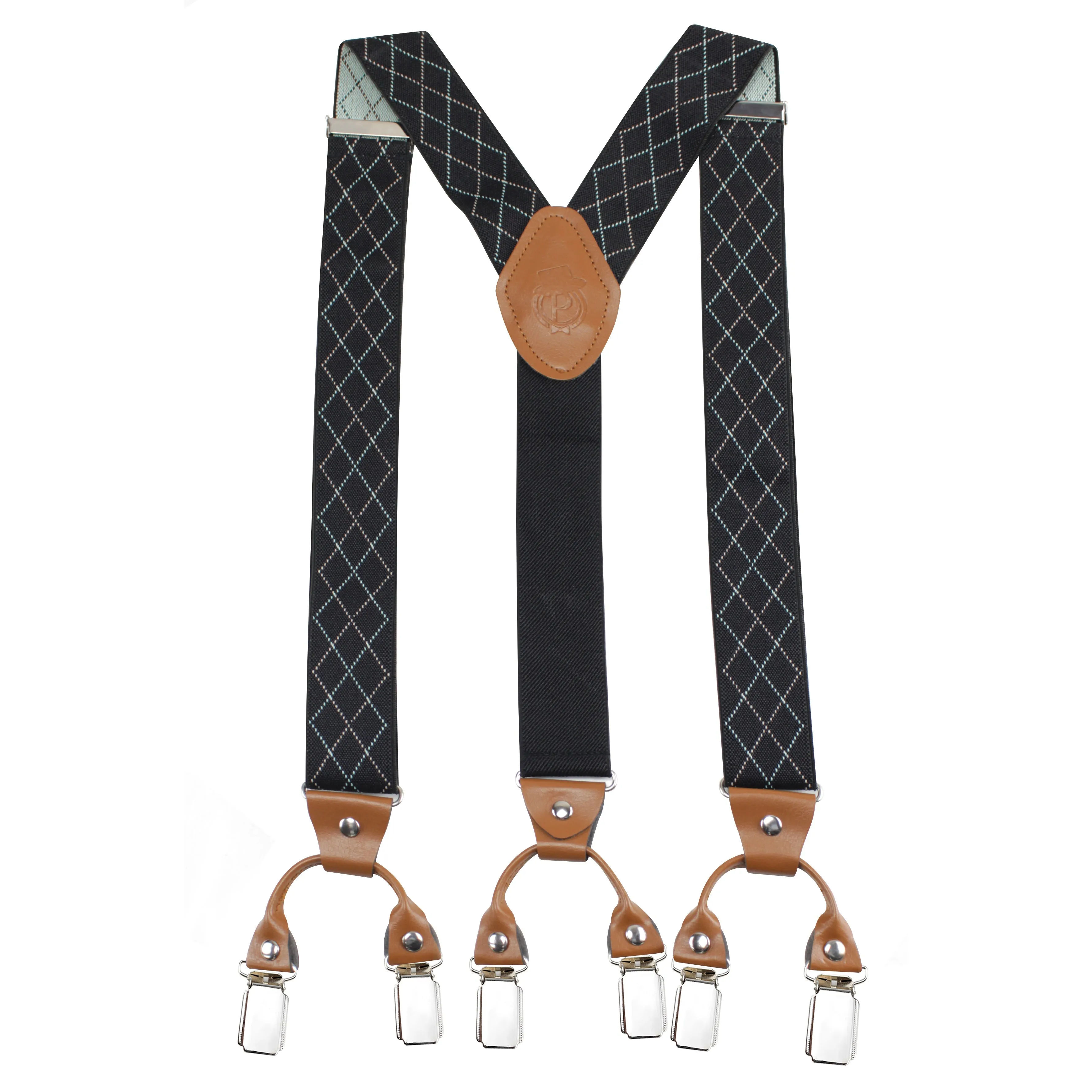 Peluche Regal Grip Black "Y Back" 6 Clips Suspender (Strap Width- 3.5cm)