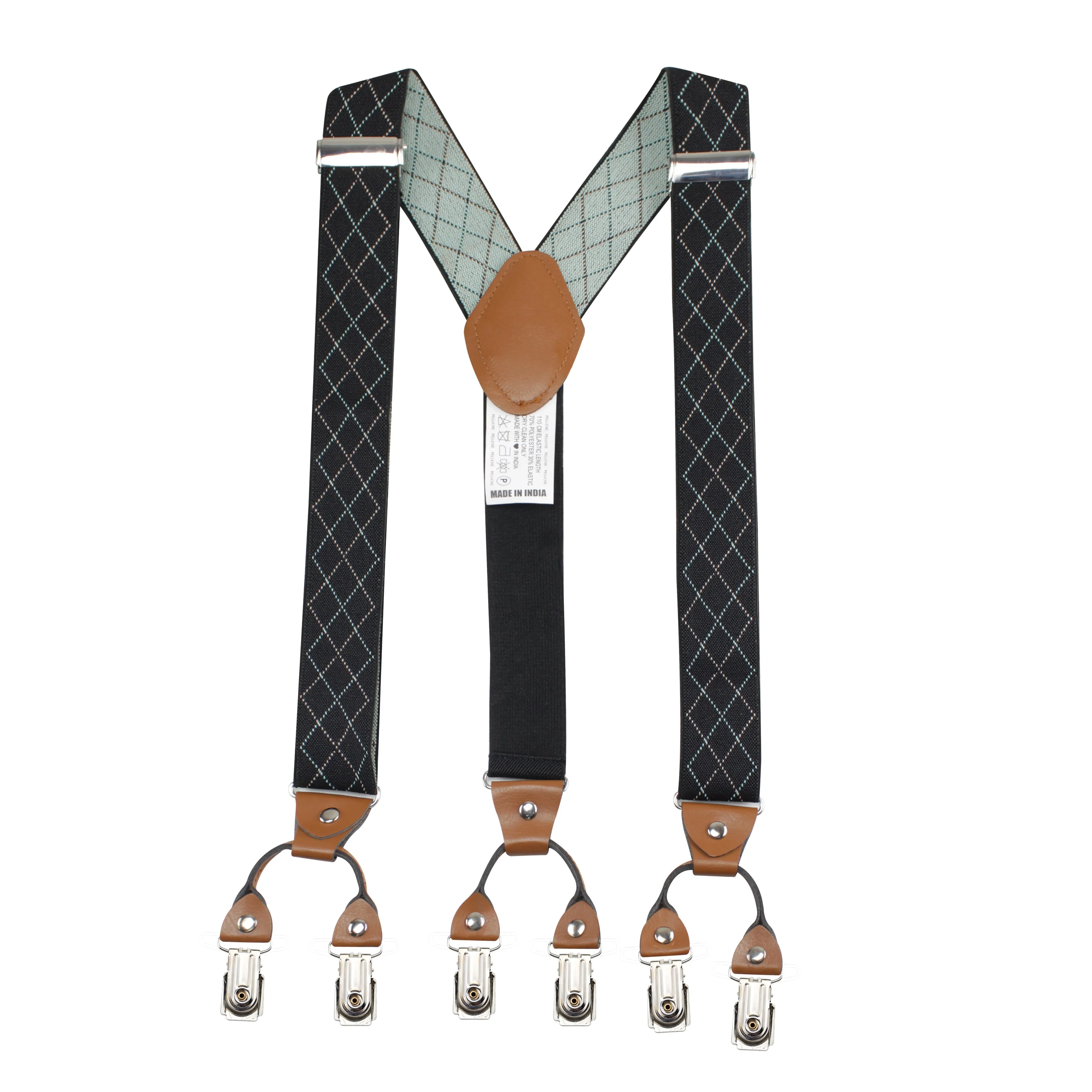 Peluche Regal Grip Black "Y Back" 6 Clips Suspender (Strap Width- 3.5cm)