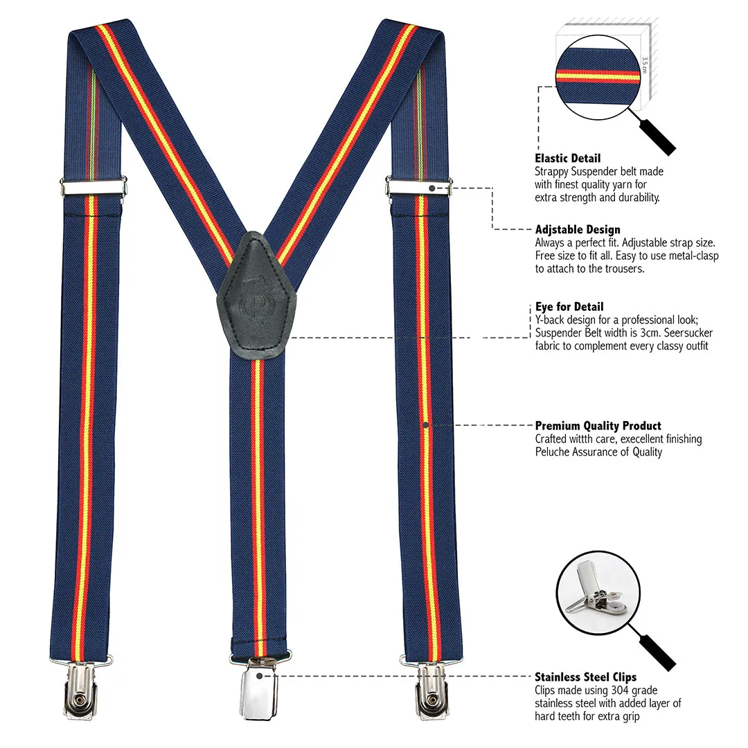 Peluche Striped Reflex Blue Suspender (3.5cm width)