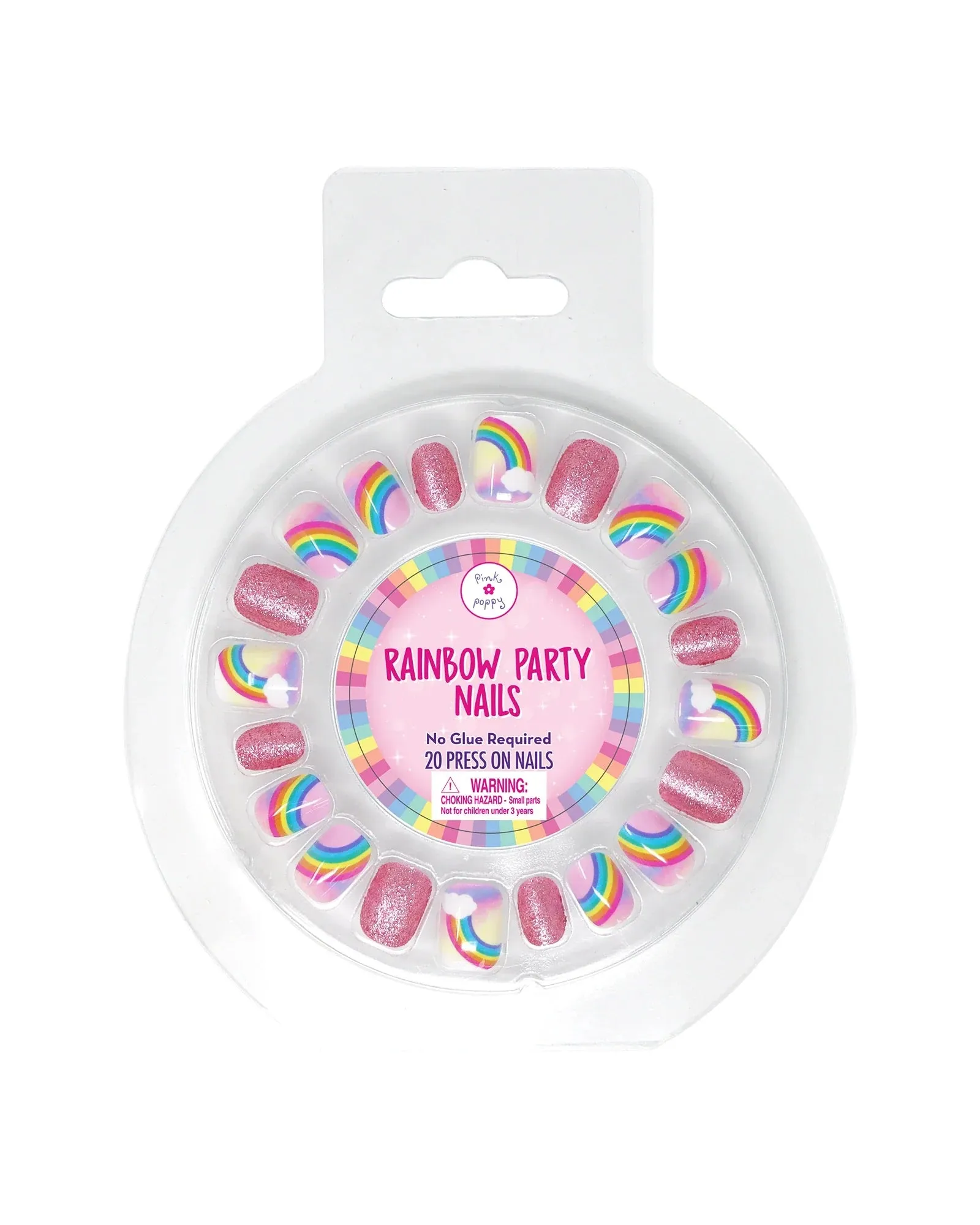 Pink Poppy Rainbow Party Press On Nails