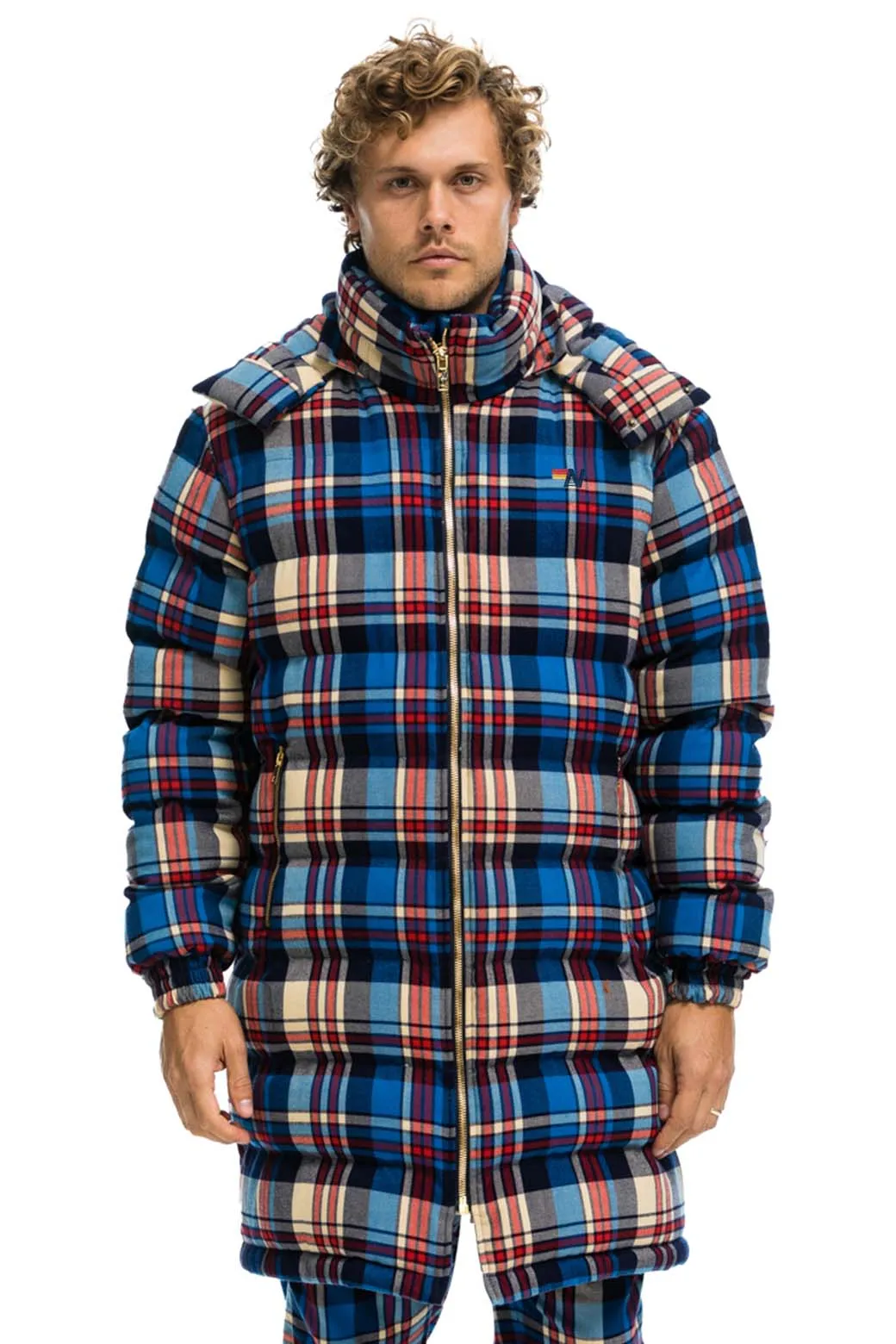 PLAID UNISEX LONG TREKKER JACKET - PATRIOT PLAID