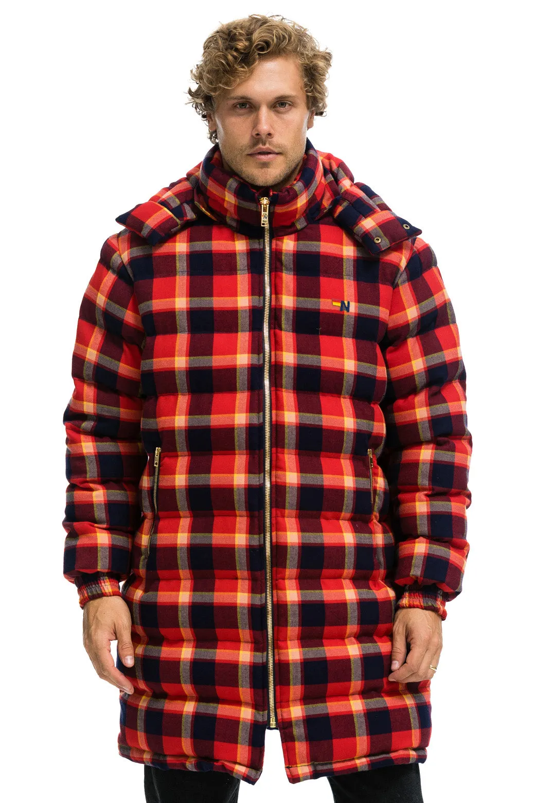 PLAID UNISEX LONG TREKKER JACKET - RUGBY PLAID