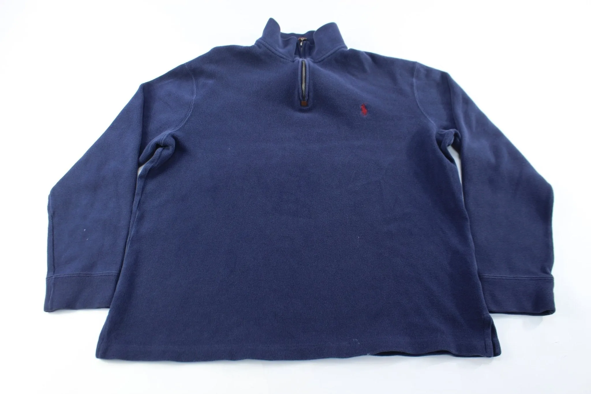 Polo by Ralph Lauren Embroidered Logo Navy Blue Quarter Zip Sweater