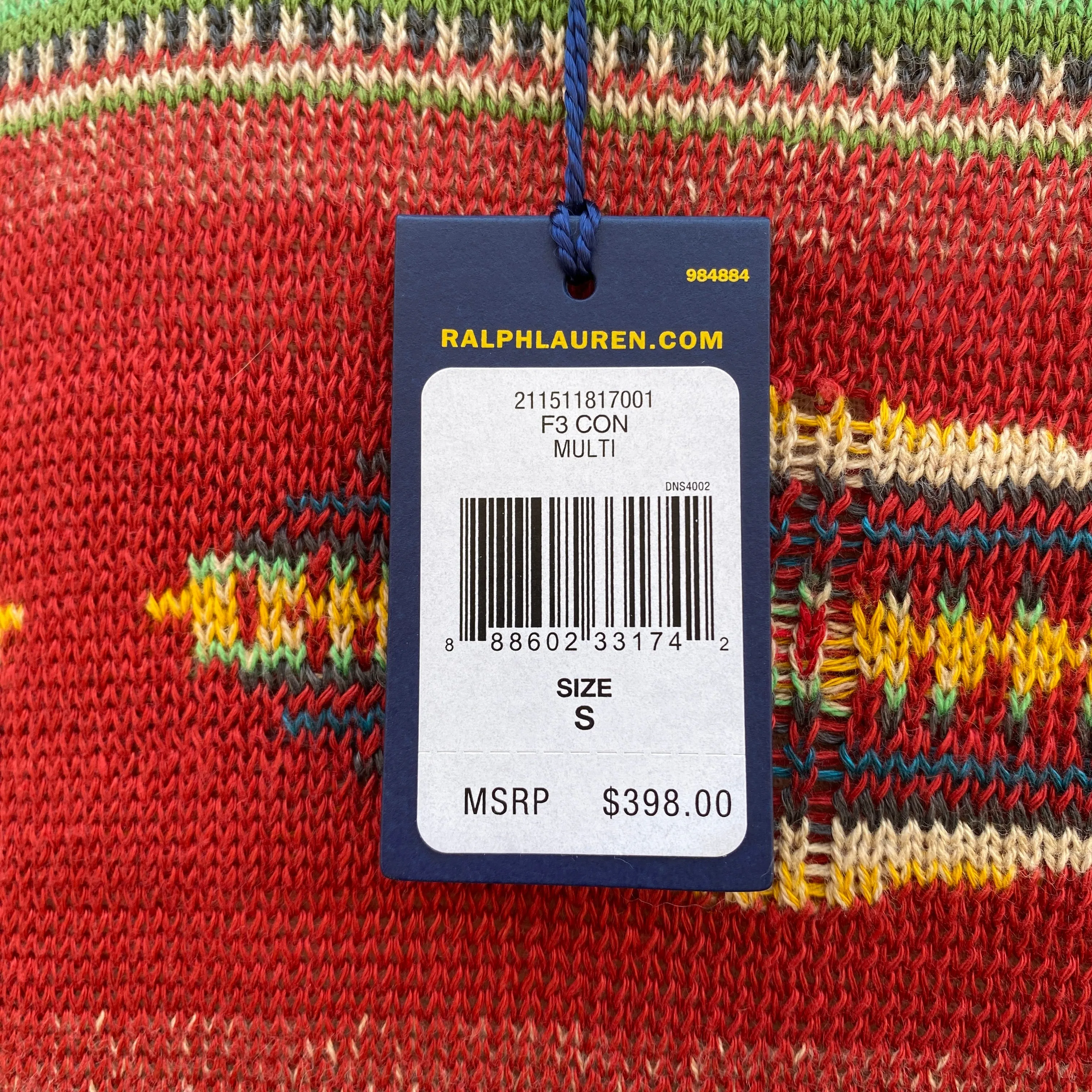 Polo Ralph Lauren multi color sweater size S NWT retail $398