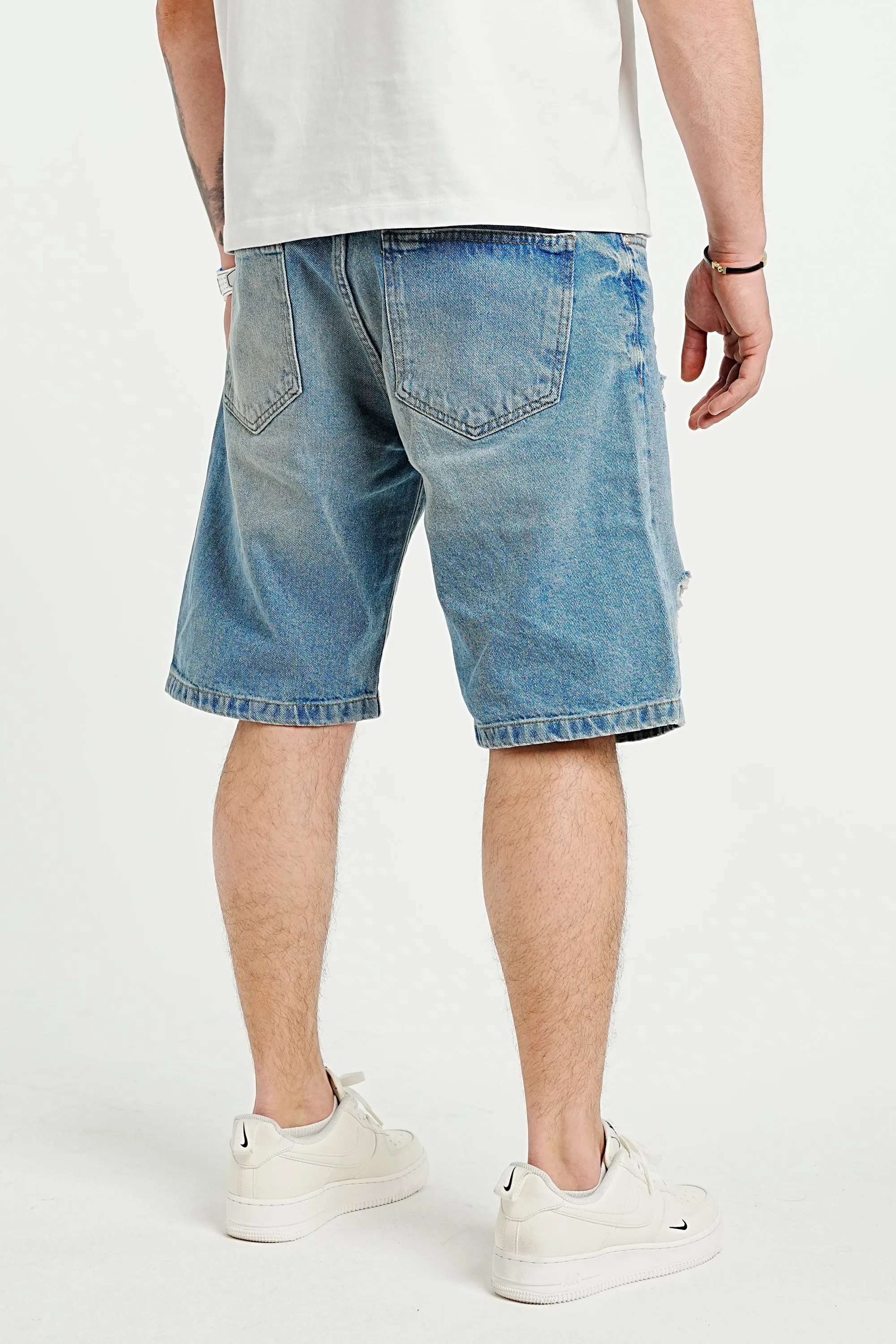 Premium Distressed Blue Denim Shorts