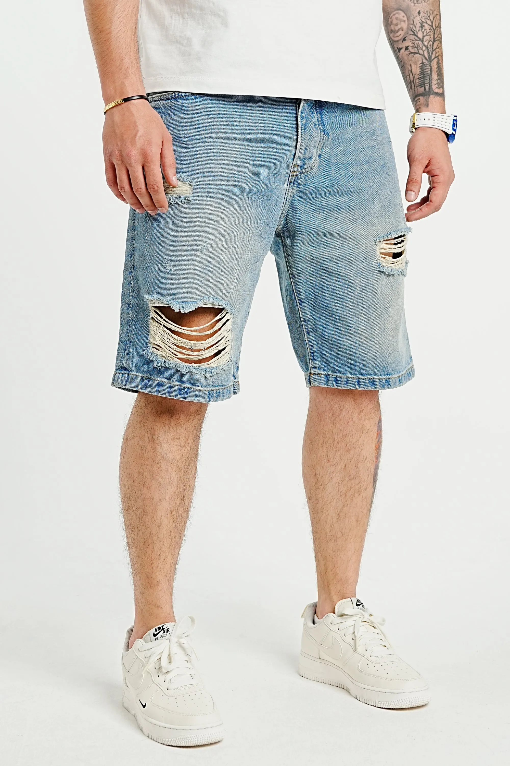 Premium Distressed Blue Denim Shorts