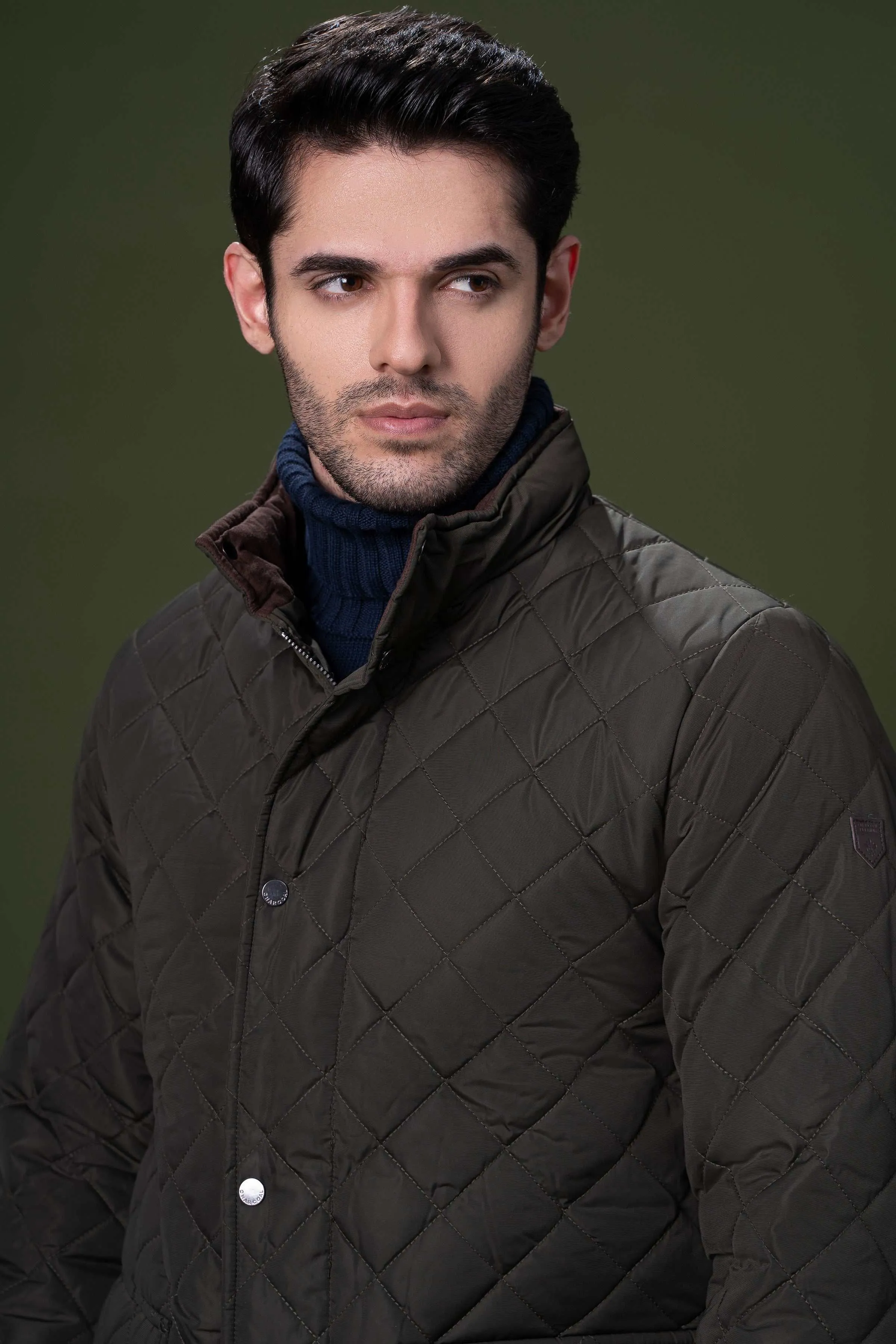 QUILTED LONG JACKET OLIVE