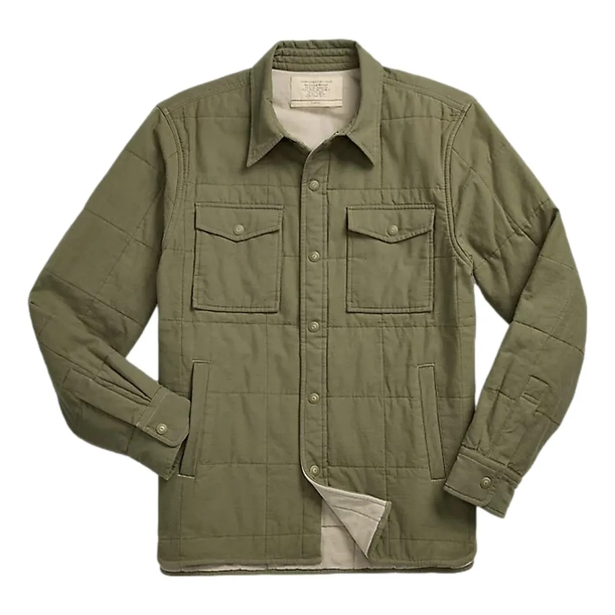 Quilted Twill Shirt Jacket Olive Drab