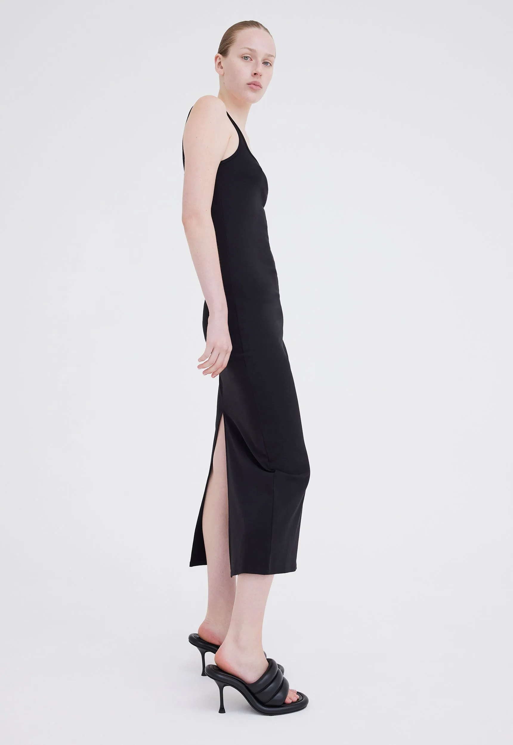 Quinto Ribbed Tank Dress in Black