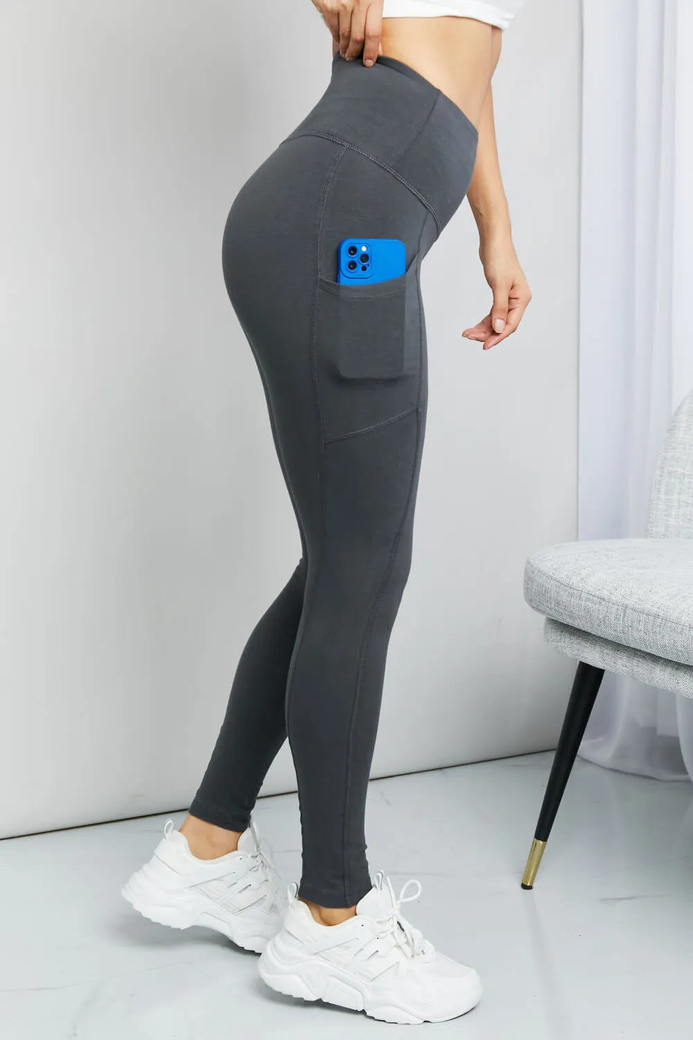 Ready to Roll Wide Waistband Pocket Leggings in Ash Grey