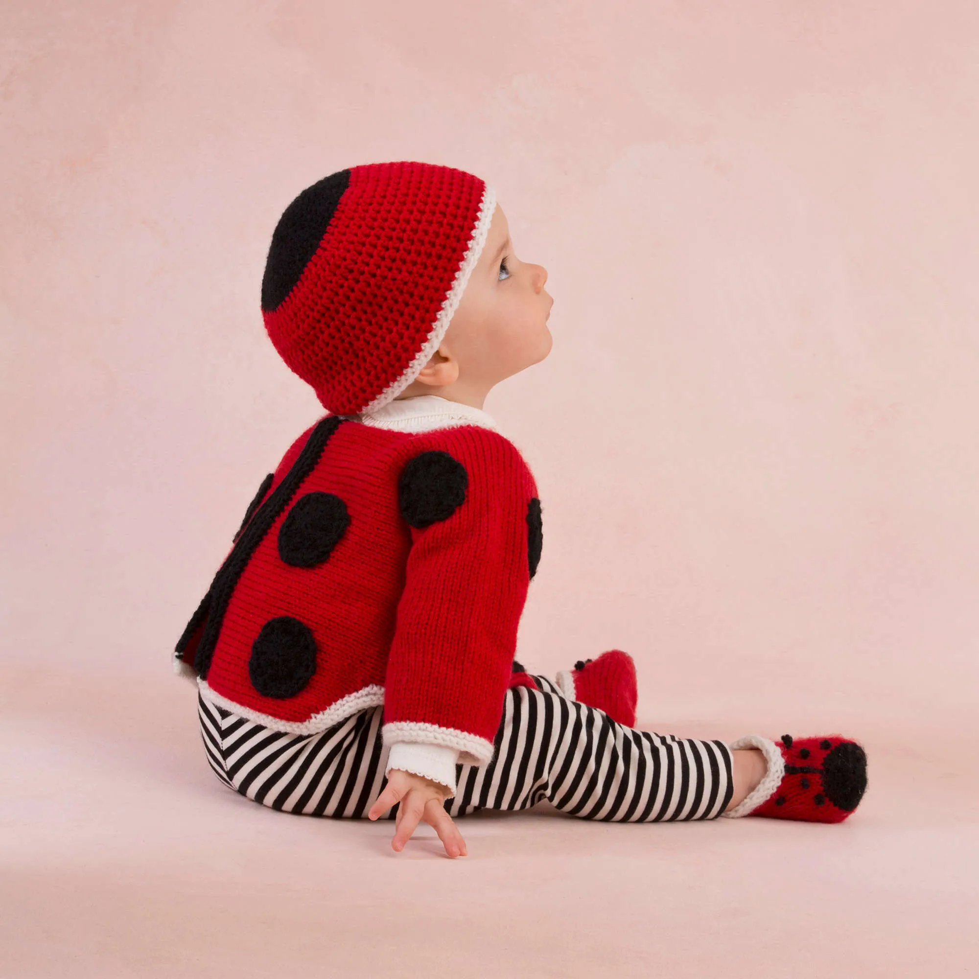 Red Heart Knit Sweet Lady Bug Baby Set