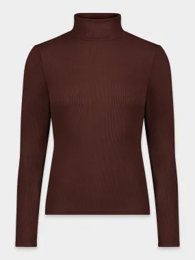 RIBBED TURTLENECK-BROWN