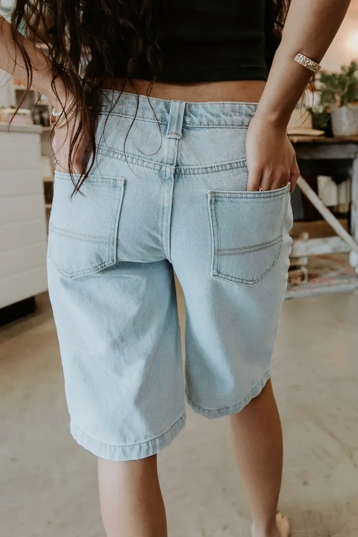 Rusty Low Rise Wide Leg Denim Jort