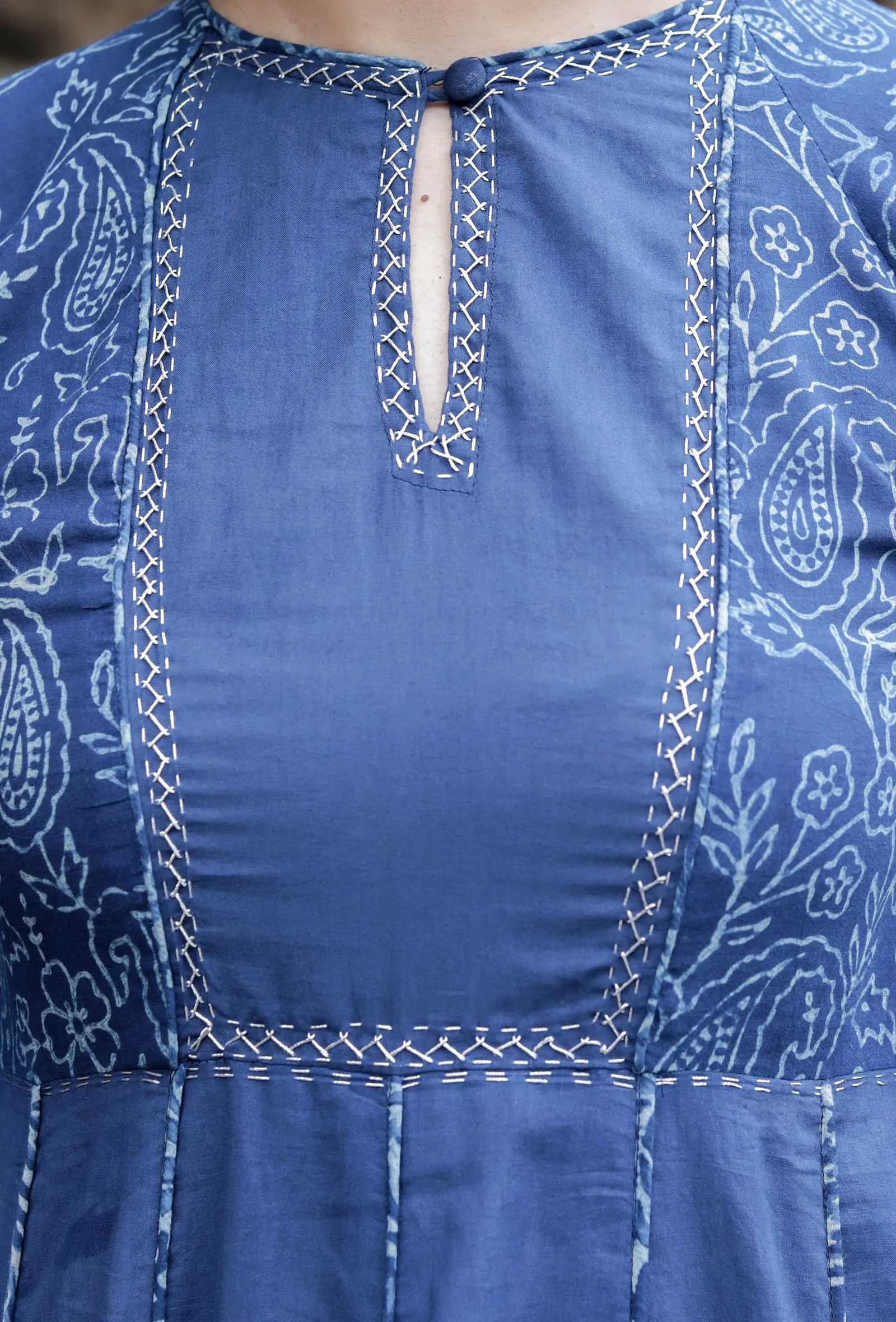 Set Of 2:Churni Indigo Cotton Kalidar Kurta Dress & Churidar