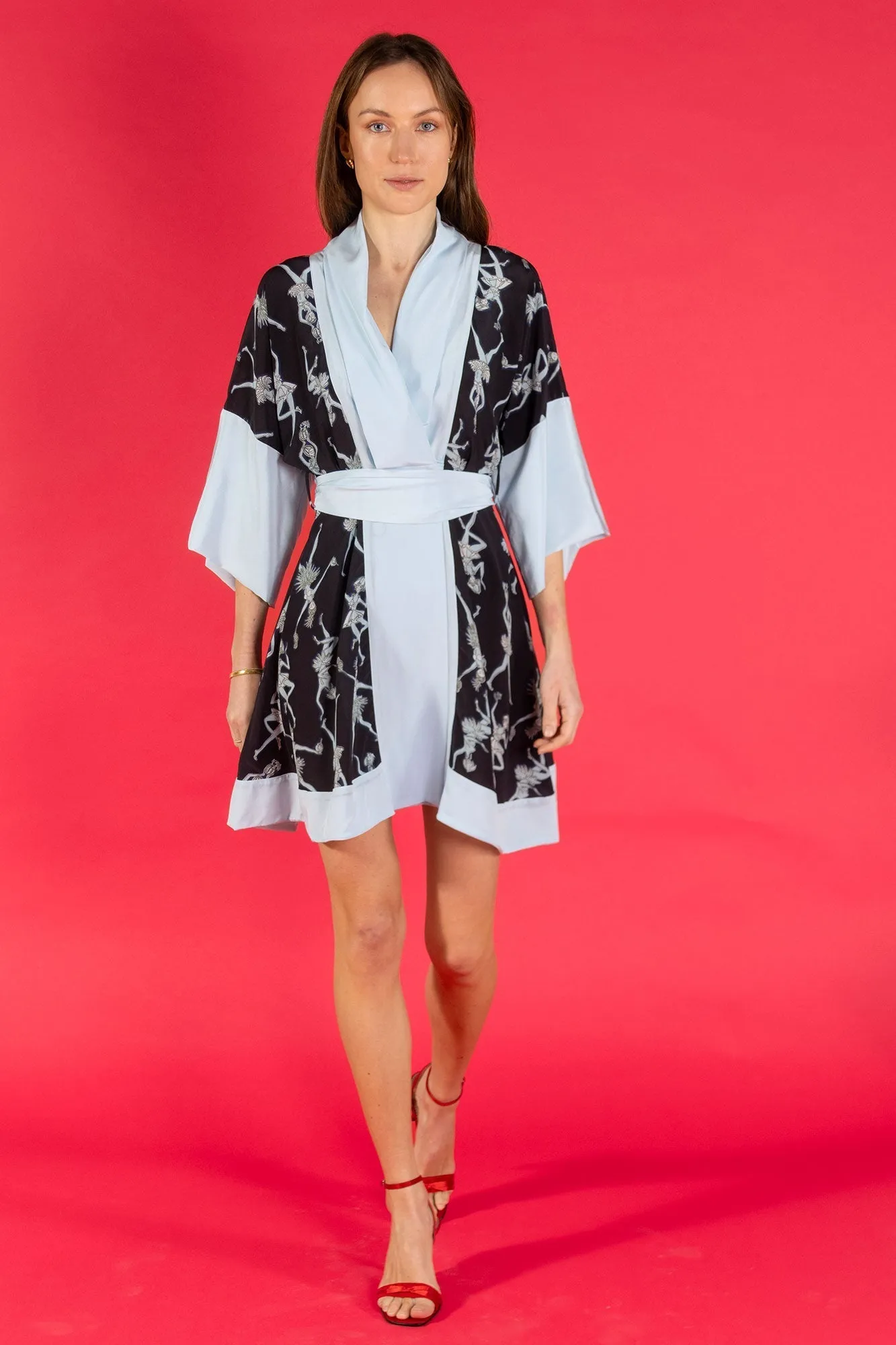 Silk Madeleine Kimono Dress FRUIT PUNCH