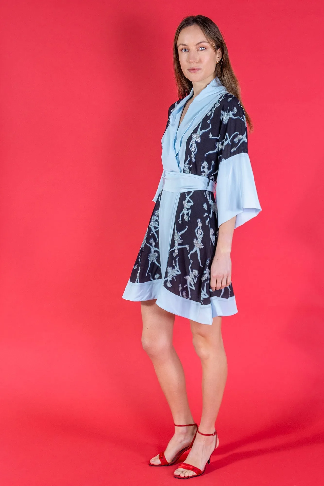 Silk Madeleine Kimono Dress FRUIT PUNCH