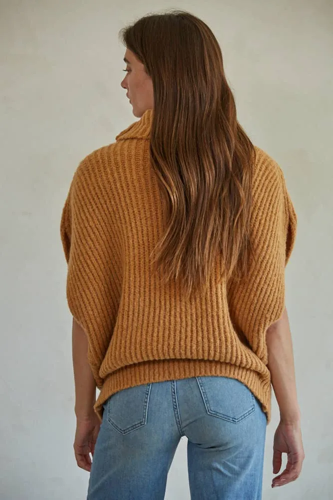 Sleeveless Knit Sweater w/ Turtleneck - Cream