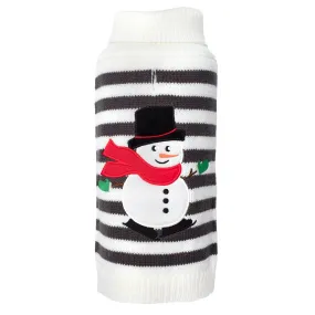 Stripe Snowman Dog Sweater Grey