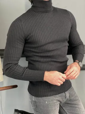 Striped Black Turtleneck