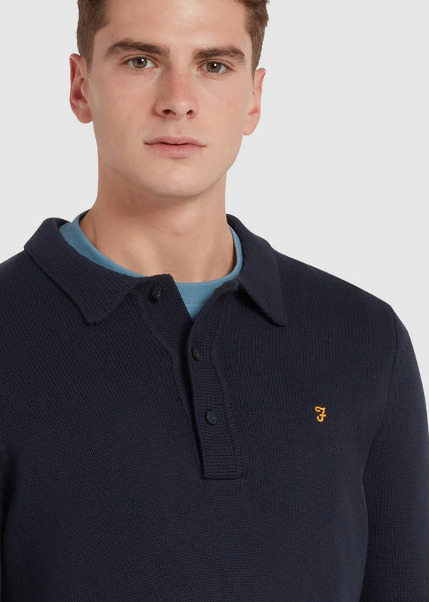 Sweater hamlet knit ls polo - true navy