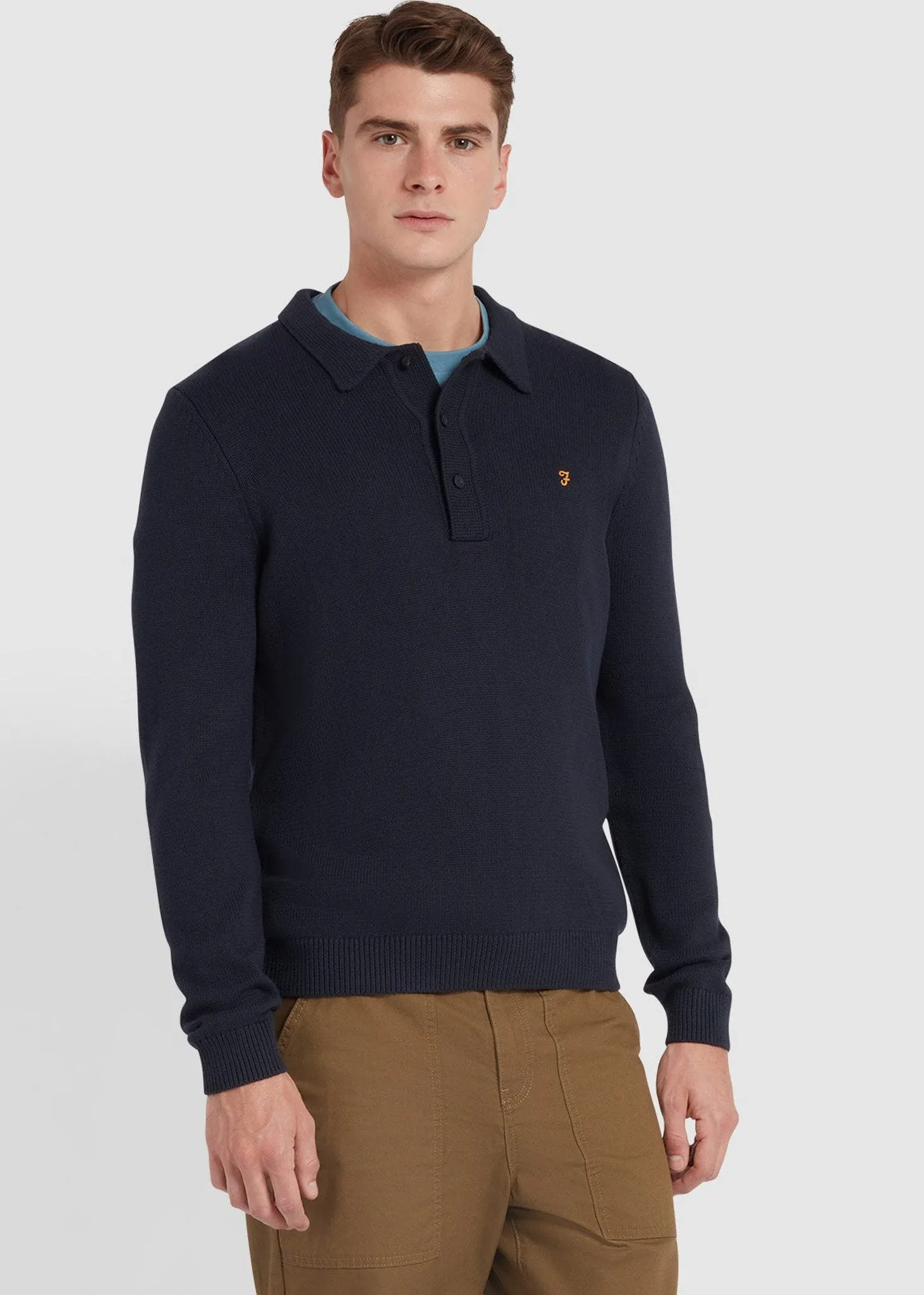 Sweater hamlet knit ls polo - true navy