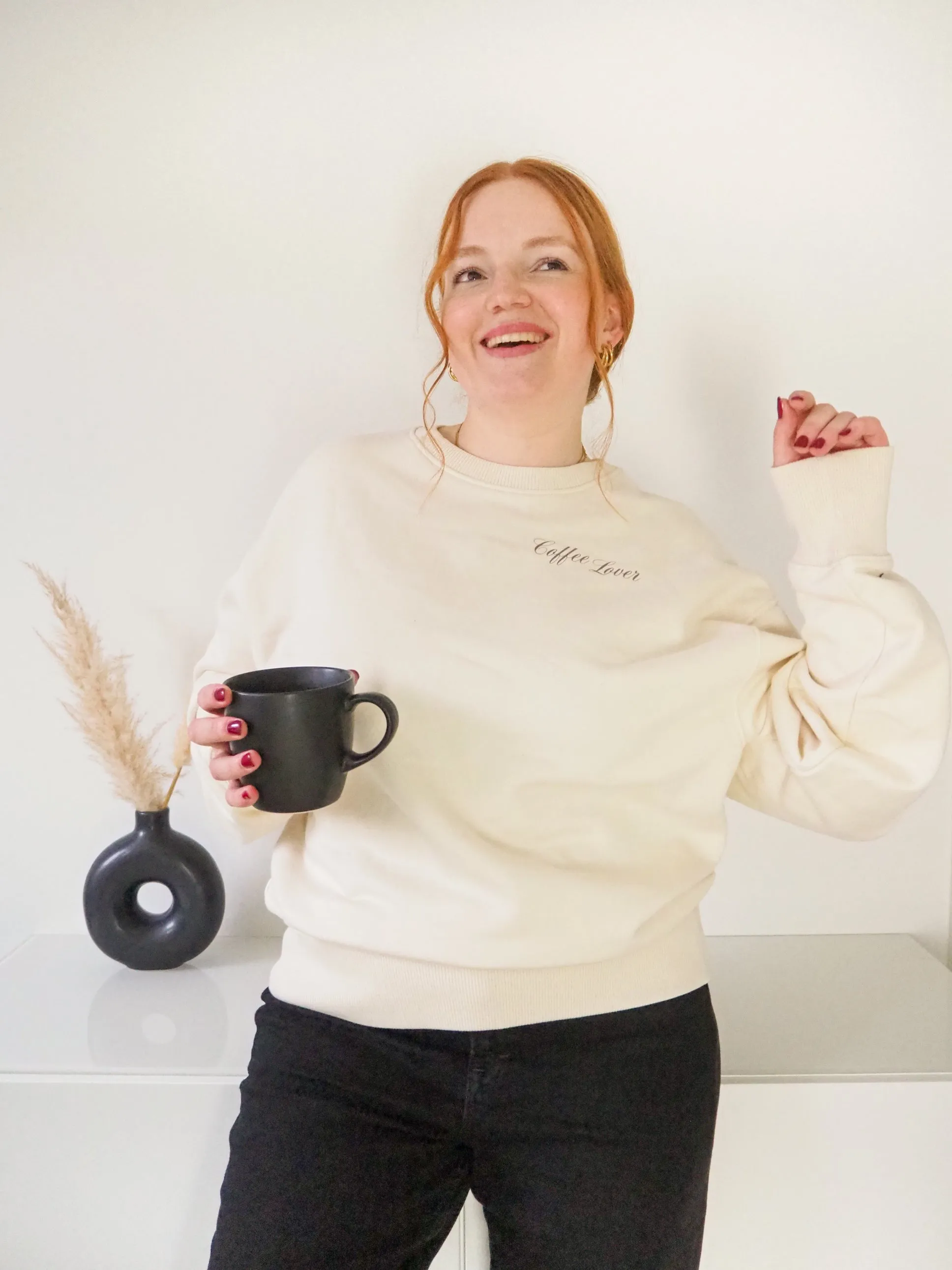 Sweater (Oversized) mit "Coffee lover" Motiv