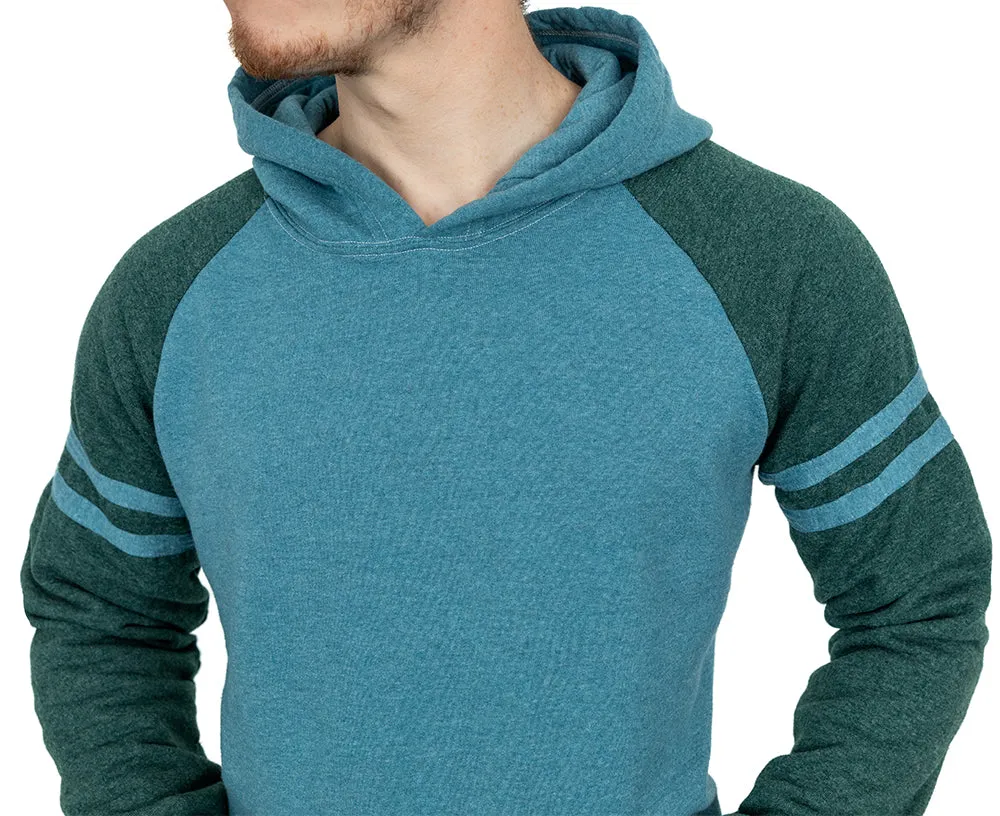 Teal & Olive Varsity Stripe Popover Hoodie