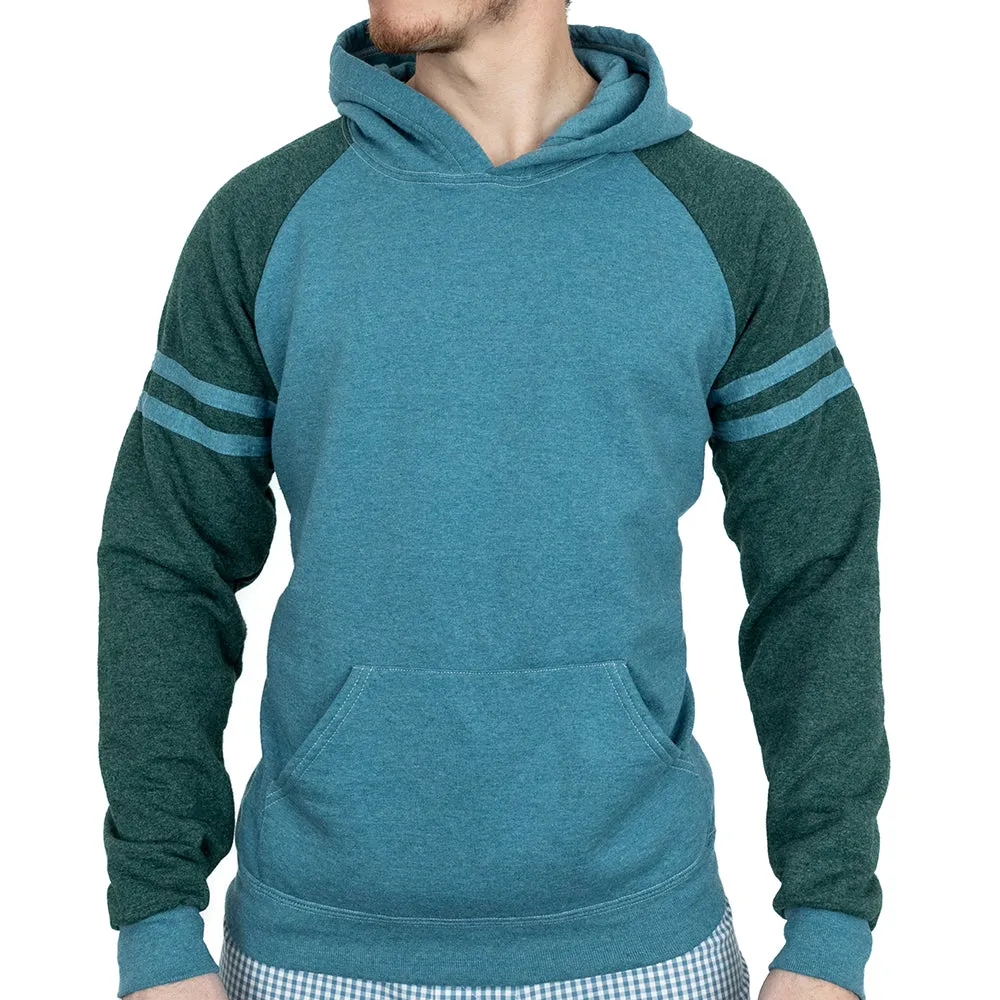 Teal & Olive Varsity Stripe Popover Hoodie