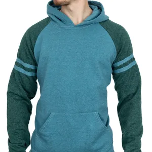 Teal & Olive Varsity Stripe Popover Hoodie