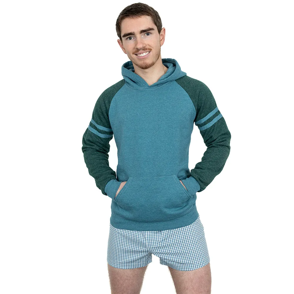 Teal & Olive Varsity Stripe Popover Hoodie