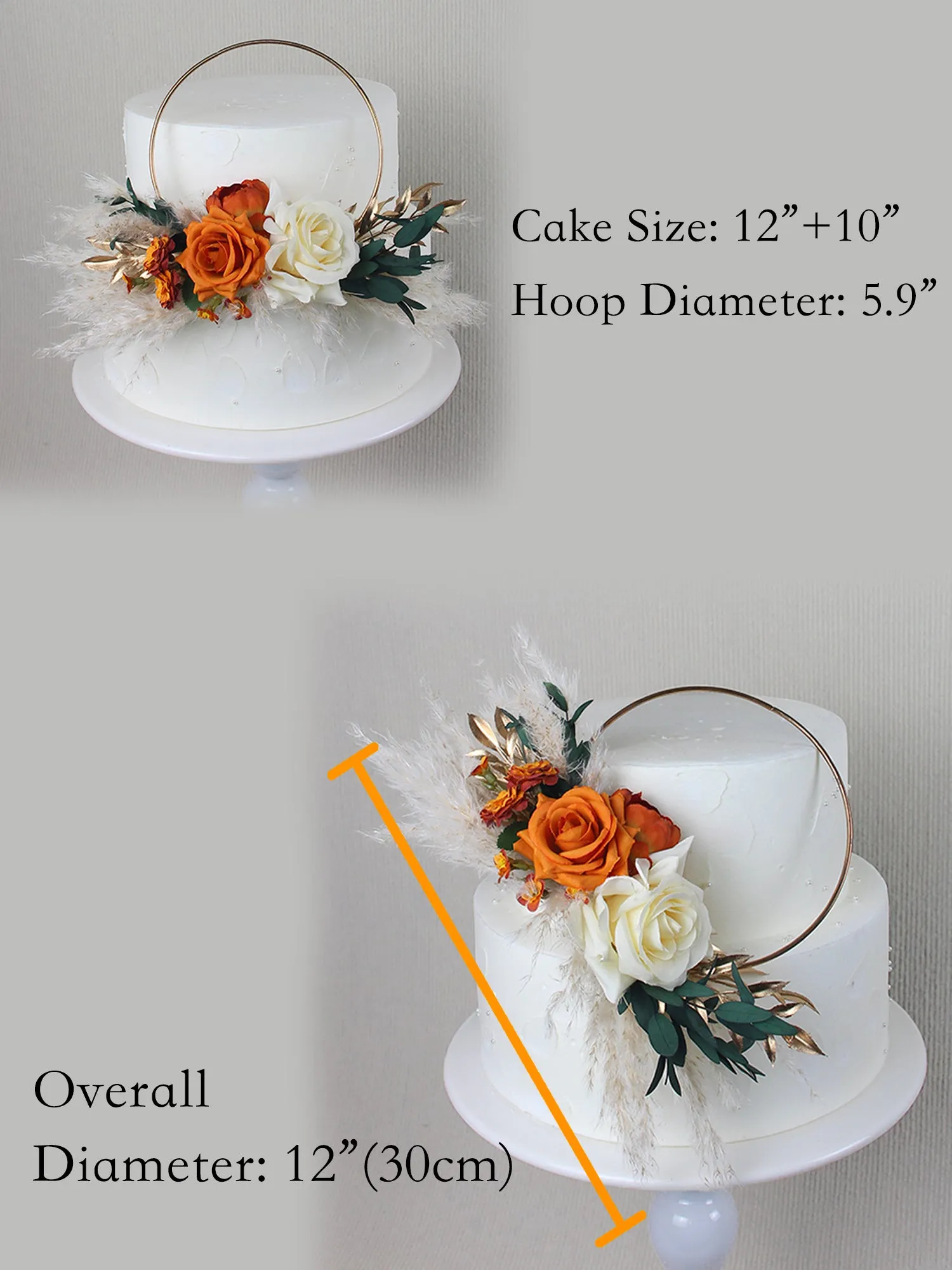 Terracotta & Cream White Floral Wreath Cake Topper