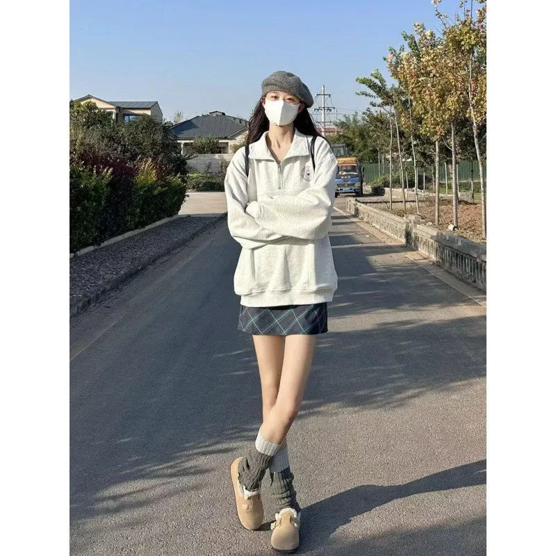 Territory outfit inspo Female Height!!! Korean Style Campus Style Polo Collar Sweater Women's Ins Korean Style Student Top