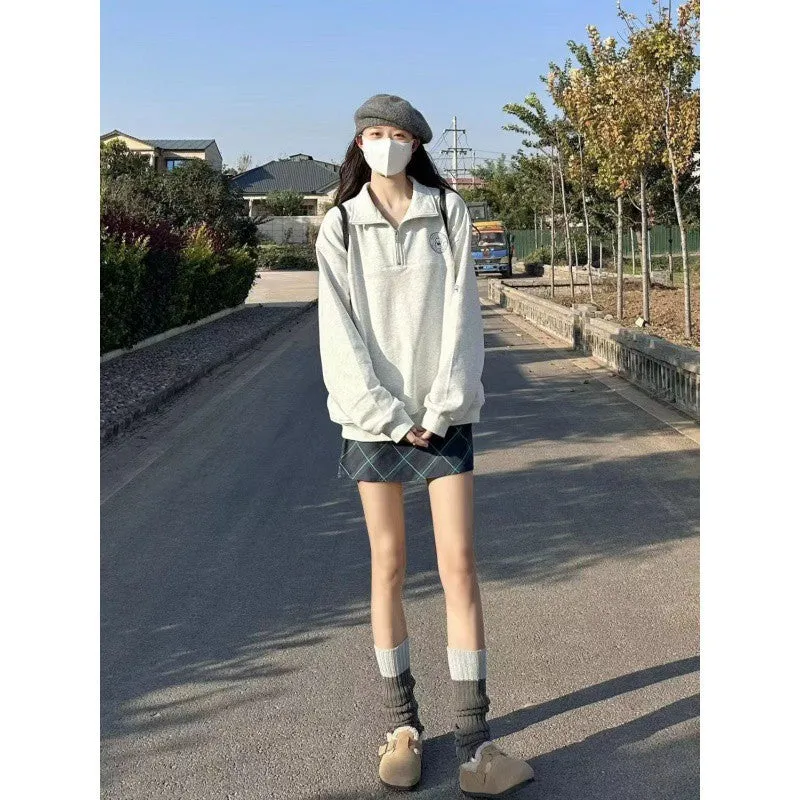 Territory outfit inspo Female Height!!! Korean Style Campus Style Polo Collar Sweater Women's Ins Korean Style Student Top