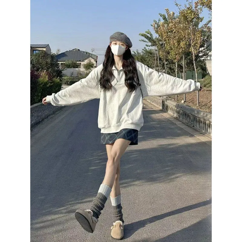 Territory outfit inspo Female Height!!! Korean Style Campus Style Polo Collar Sweater Women's Ins Korean Style Student Top