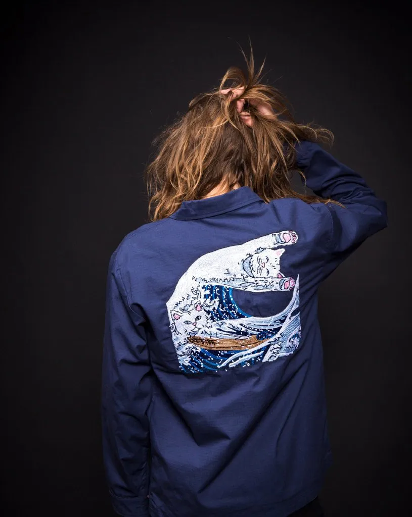 The Great Wave Military Jacket (Navy Blue)