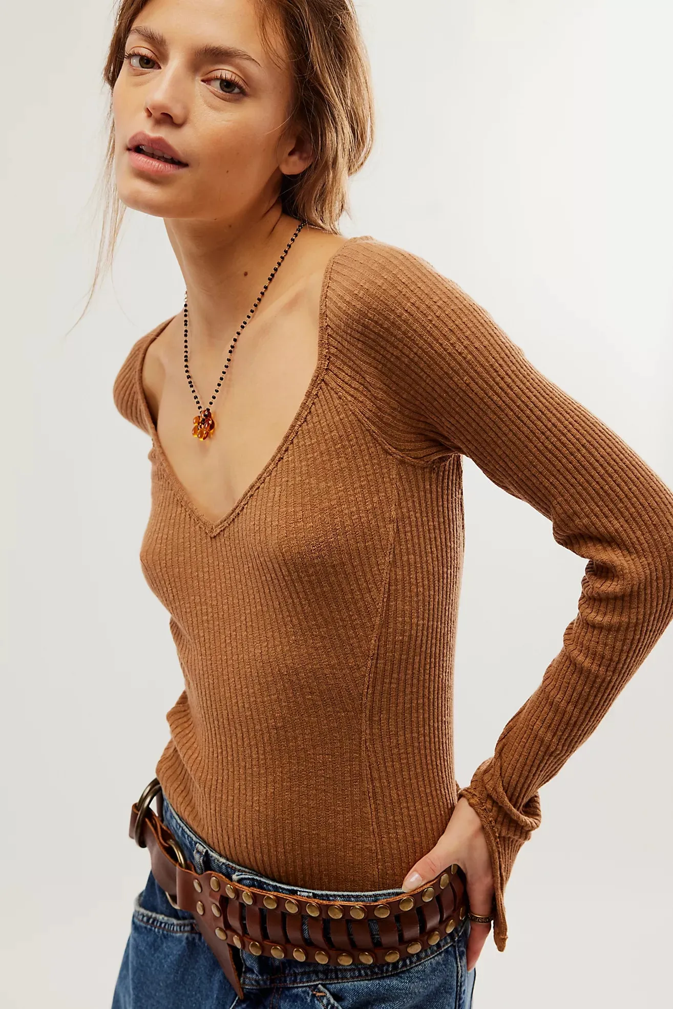 The Passing Thru Layering LS Top by Free People - Oiled Oak