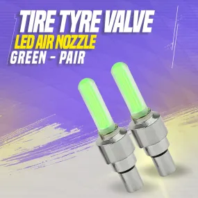 Tire Tyre Valve LED Air Nozzle Green - Pair - High Quality Aluminum Led Tyre Valve Caps | Wheel Tire Covered Protector Dust Cover