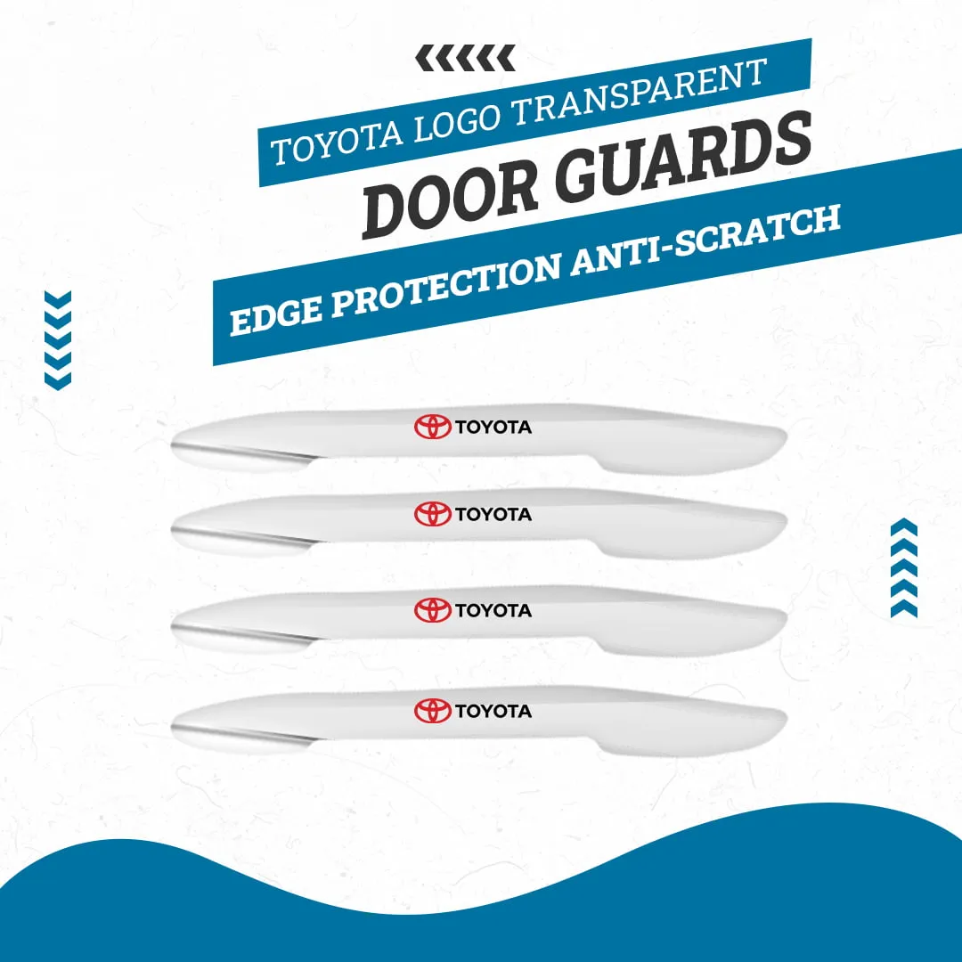 Toyota Logo Transparent Door Guards - Edge Protection Anti-Scratch Buffer Strip