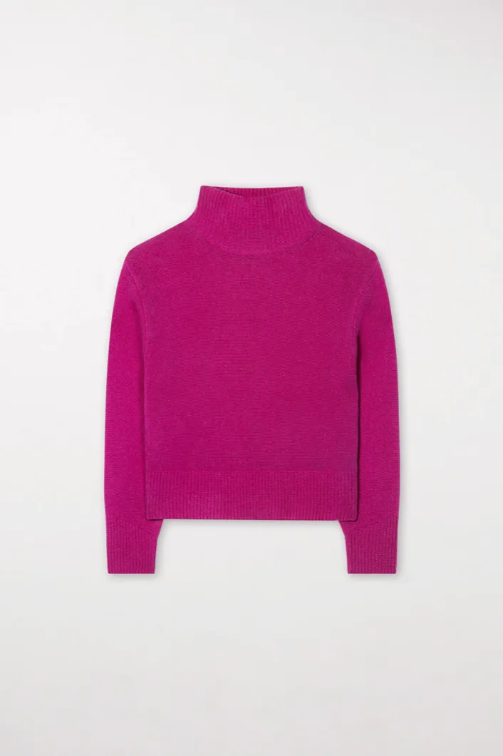 Ultra Pink Cashmere Blend Turtleneck Sweater